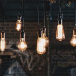 Shelving Ideas - lighted vintage light bulbs