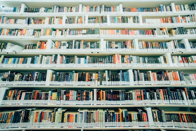 Floating Shelves - books on bookshelf