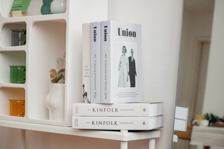 Shelving Units - a couple of books sitting on top of a white shelf