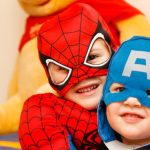 Kids' Shelves - kids in spiderman and Captain America costumes