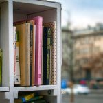 Outdoor Shelves - books in cubby shelf