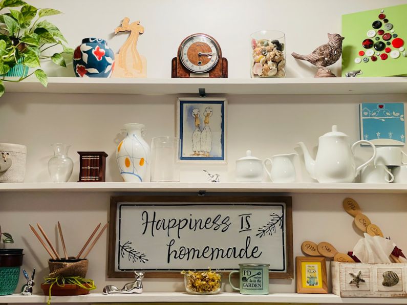 Shelves - white ceramic teapot on white wooden shelf