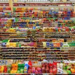 Shelves - high-angle photography of grocery display gondola