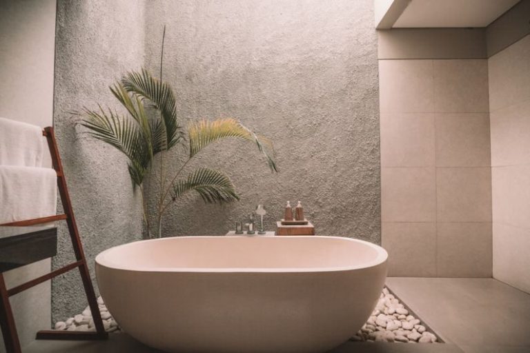 Bathroom Shelves - white ceramic bathtub